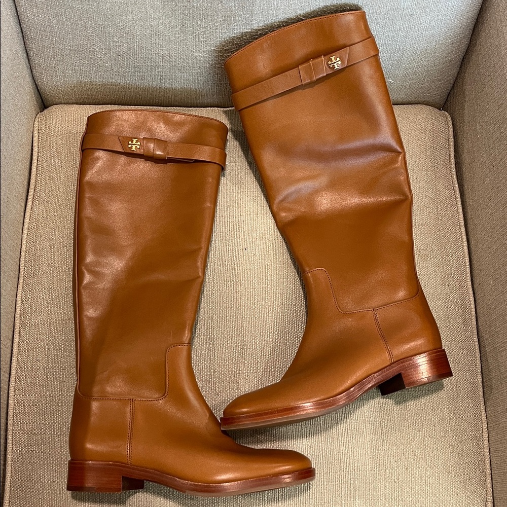 NEW Tory Burch Everly Strap Leather Riding Boots Size 5.5